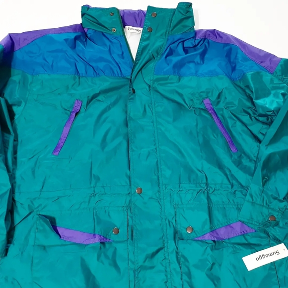 💎NEW Rare Vintage Unisex Sumaggo Turquoise Windbreaker Jacket - Picture 9 of 9